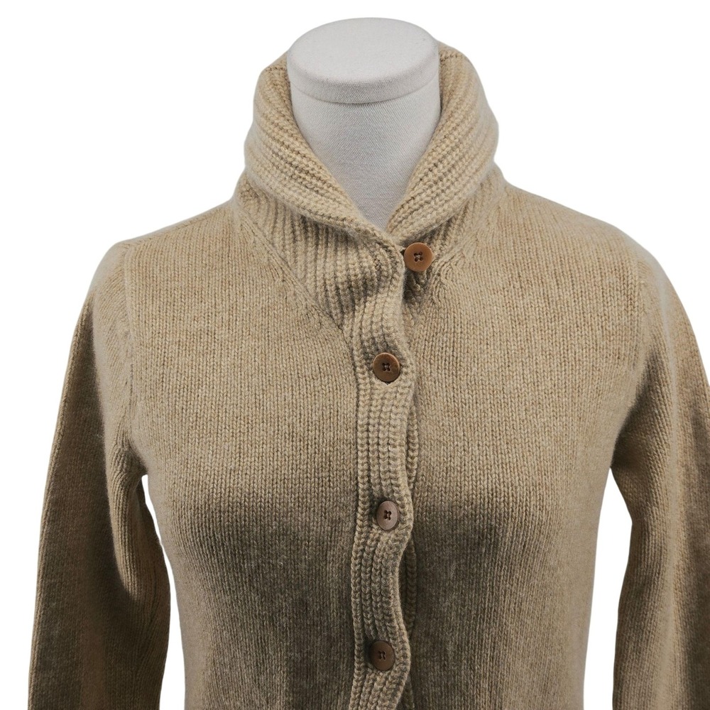 Ralph Lauren Sweater Cardigan Womens S/M Beige Cashmere Wool Belted Pockets